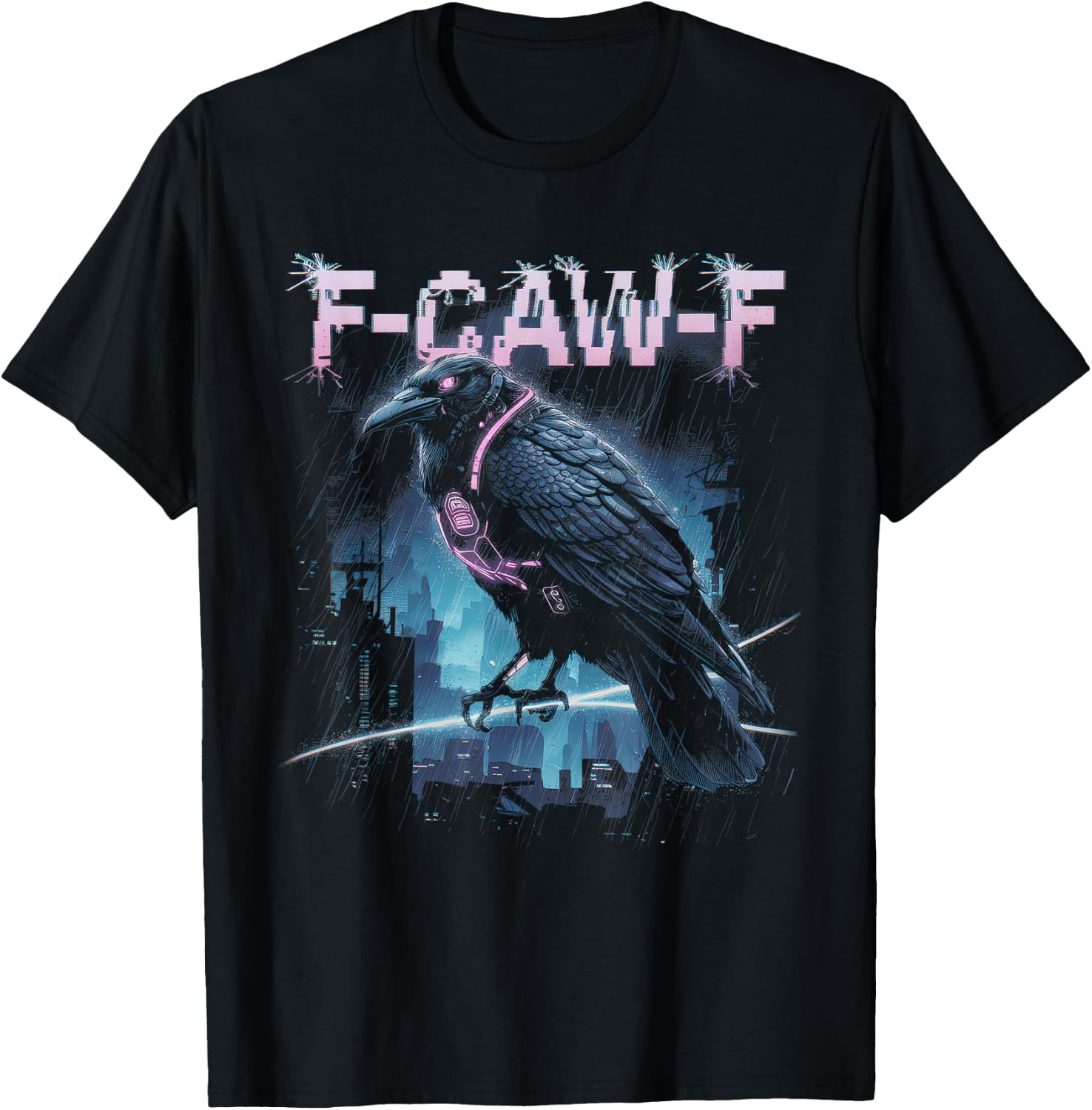 Black Crow Tshirt F Caw F Funny Black Bird Moon Gothic Humor T-Shirt