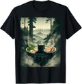 Cat Ramen Mount Fuji Zen Aesthetic Funny Japanese Graphic T-Shirt