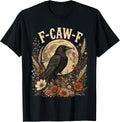 Halloween F Caw F Crow Full Moon Floral Goth Men Women T-Shirt