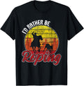 Funny Roping Shirts I'd Rather Be Roping Unisex-Adults Kids Equestrian Western Culture Lovers T-Shirt Novelty T-Shirt Black Small Crew Neck Short Sleeve