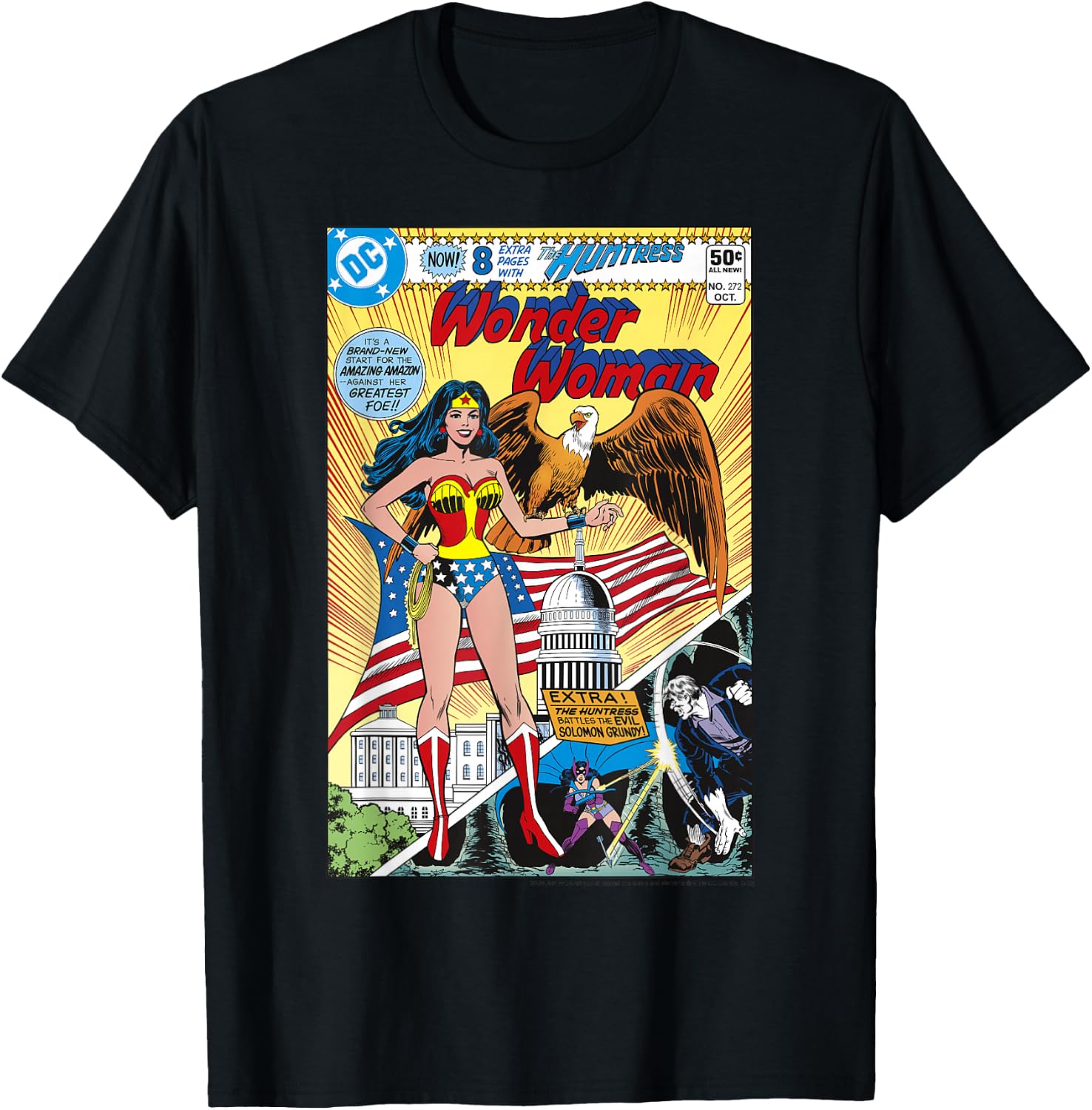 DC Comics Wonder Woman Vintage Huntress Comic Cover T-Shirt