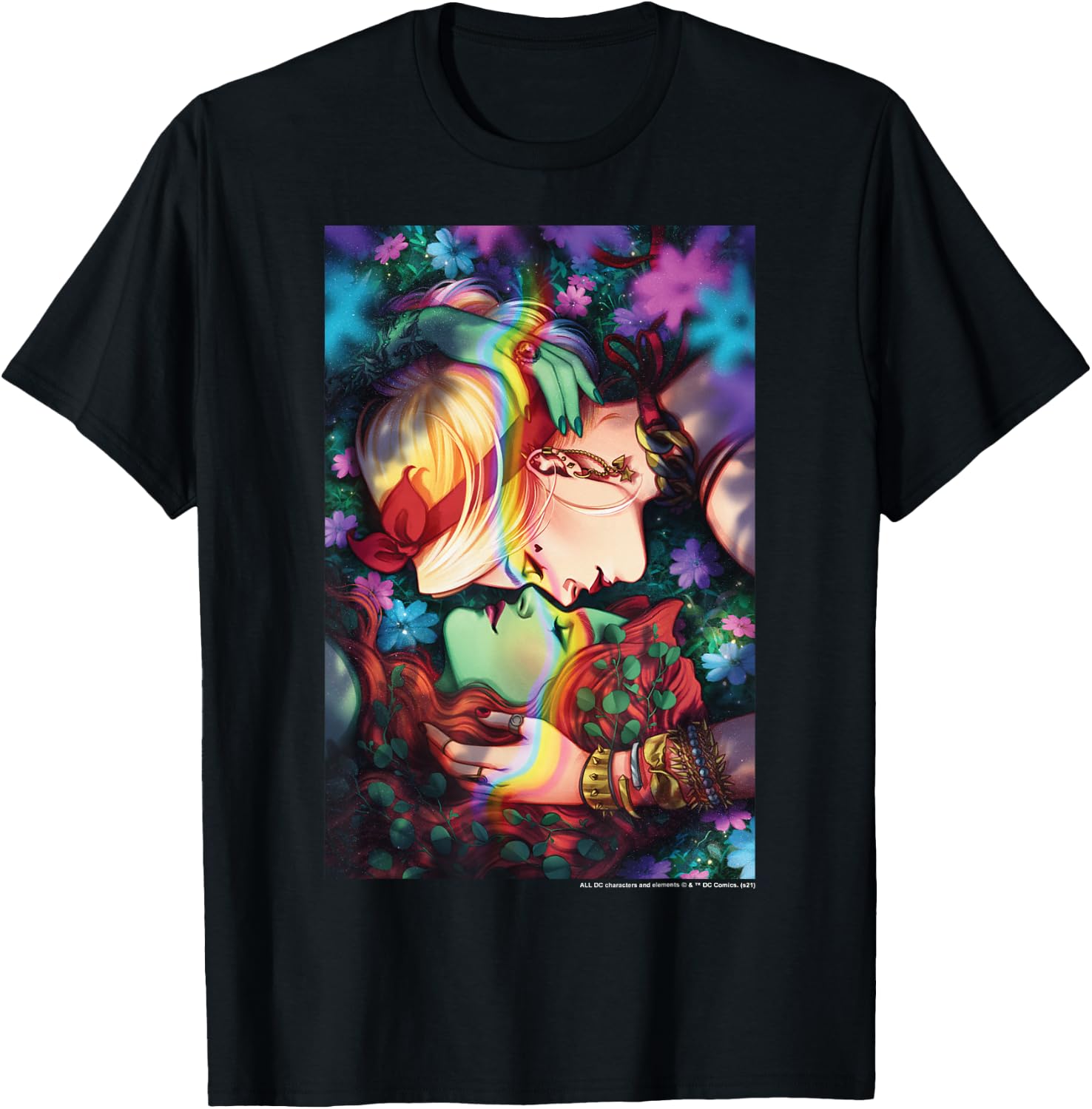 DC Comics Pride Harley Quinn & Poison Ivy Nose Touch T-Shirt Small