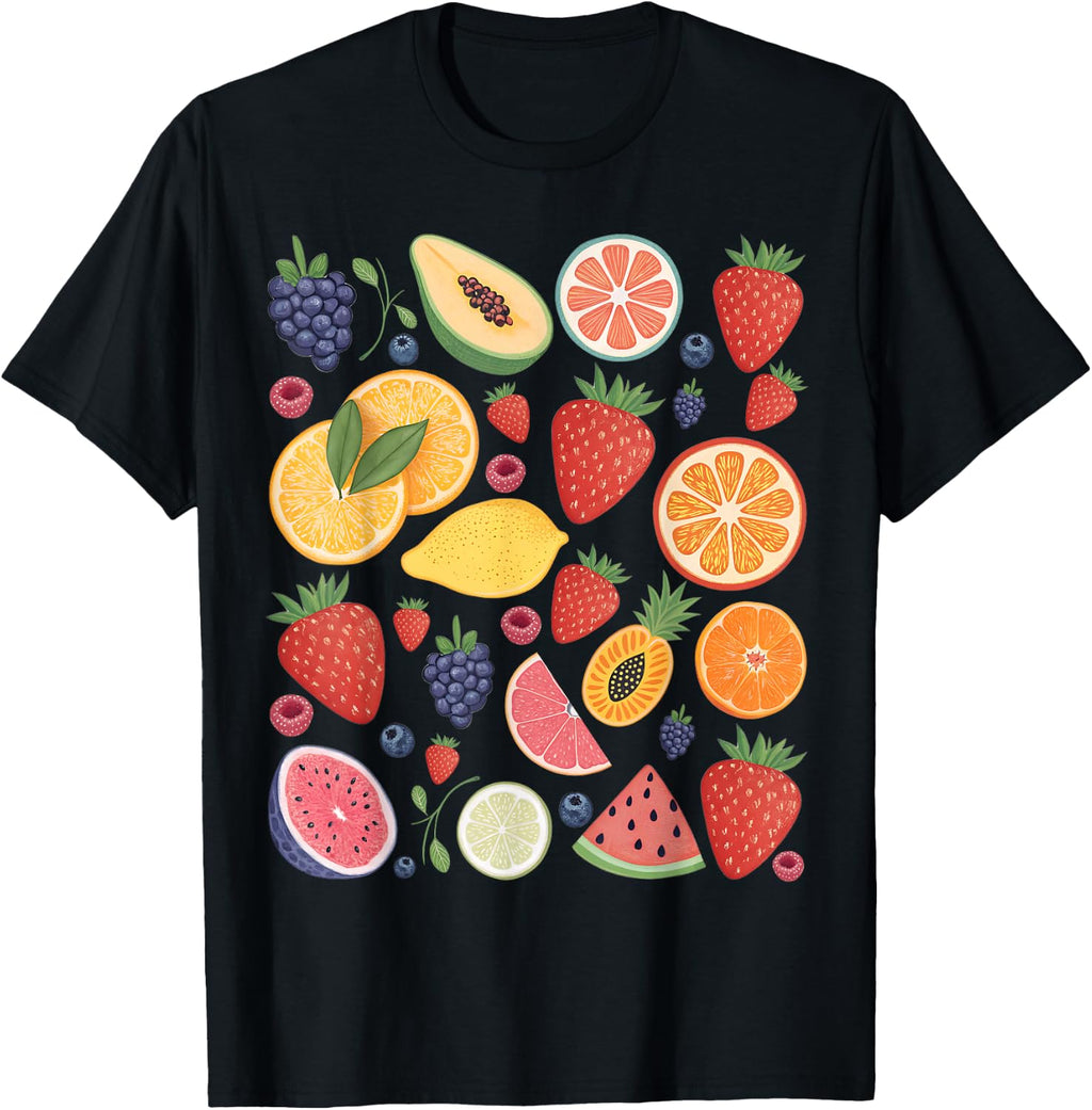 Cute Vintage Fruit Collage Summer Beach Vacation Men Women T-Shirt