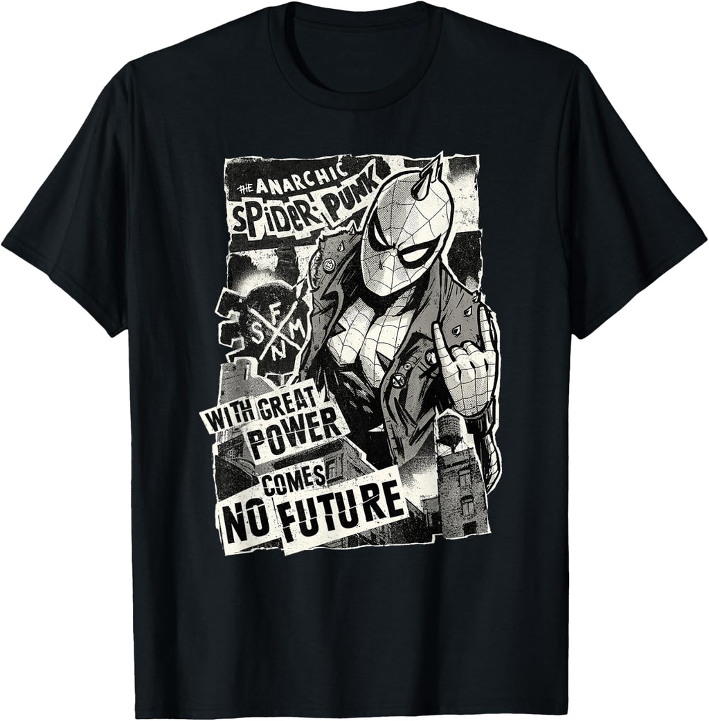 Marvel Spider-Man Anarchic Spider-Punk with Great Power T-Shirt Small