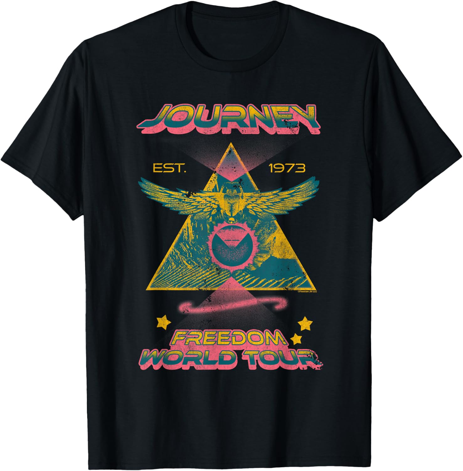 Journey Retro Triangle World Tour Colorful Vintage Band T Shirts and Tees for Men and Women