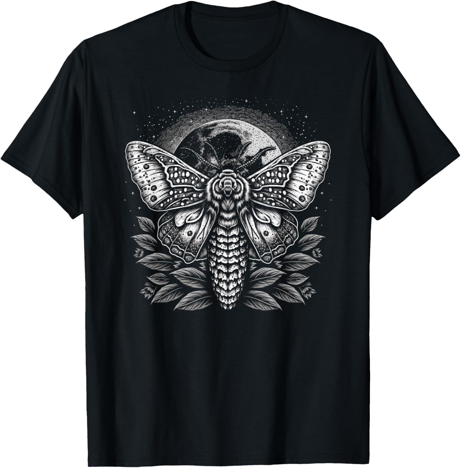 Moth Moon Night Sky Folkloric Wiccan Nature Goth Version 2 T-Shirt
