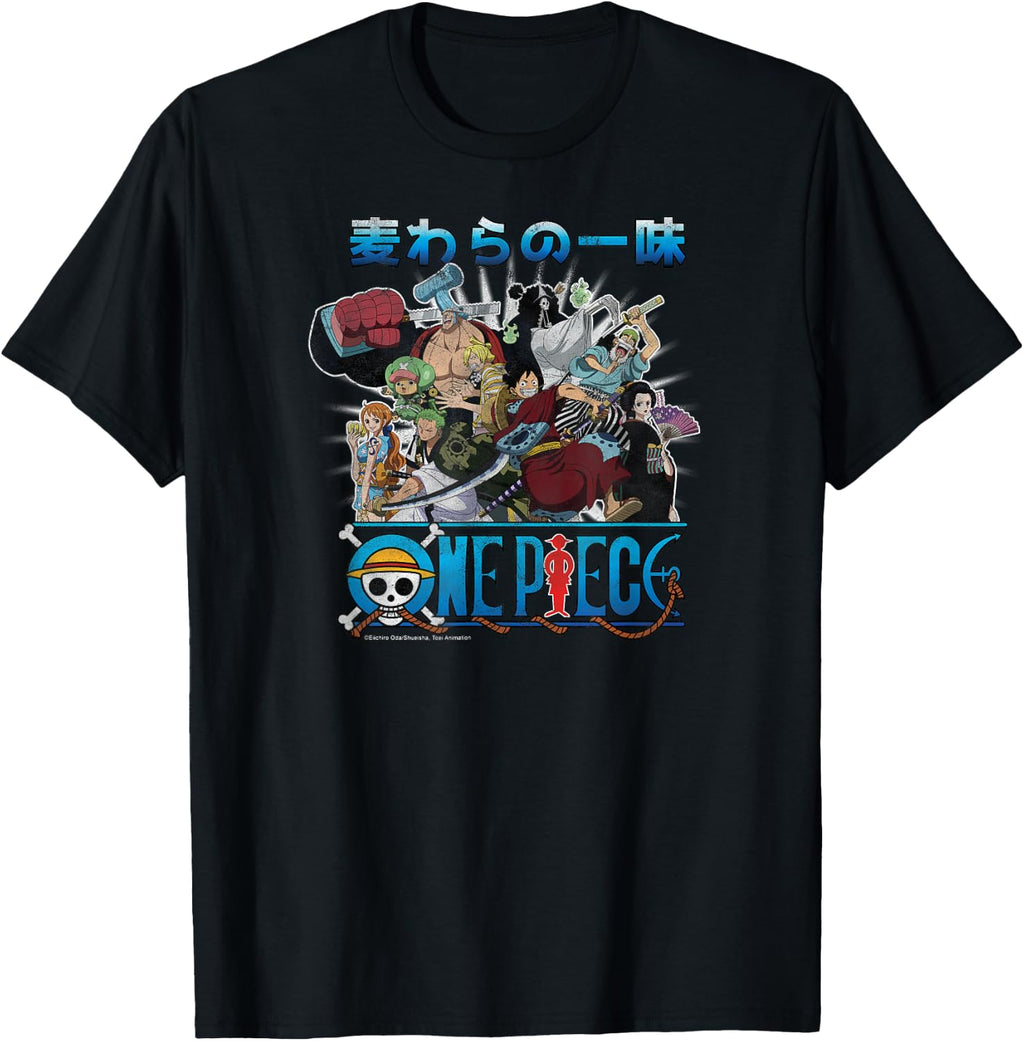 One Piece Anime Retro Straw Hat Crew Cast Collage T-Shirt