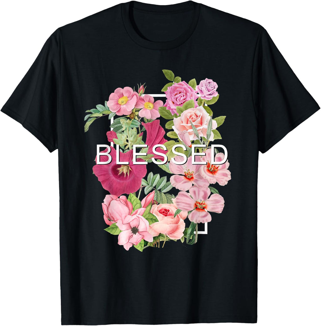 Pink Blessed & Blooming Pink Color Graphic T-Shirt