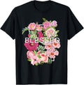 Pink Blessed & Blooming Pink Color Graphic T-Shirt