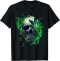 Marijuana Skull Smoke Weed Cannabis 420 Pot Leaf Sugar Skull T-Shirt