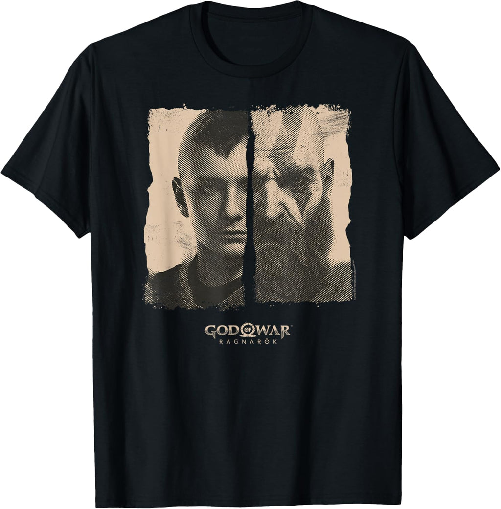God of War: Ragnarok Split Kratos and Atreus Video Game T-Shirt