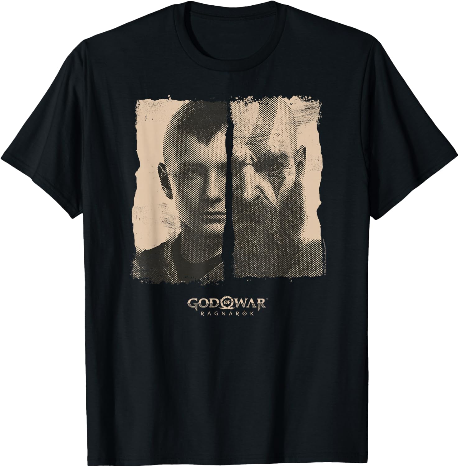 God of War: Ragnarok Split Kratos and Atreus Video Game T-Shirt