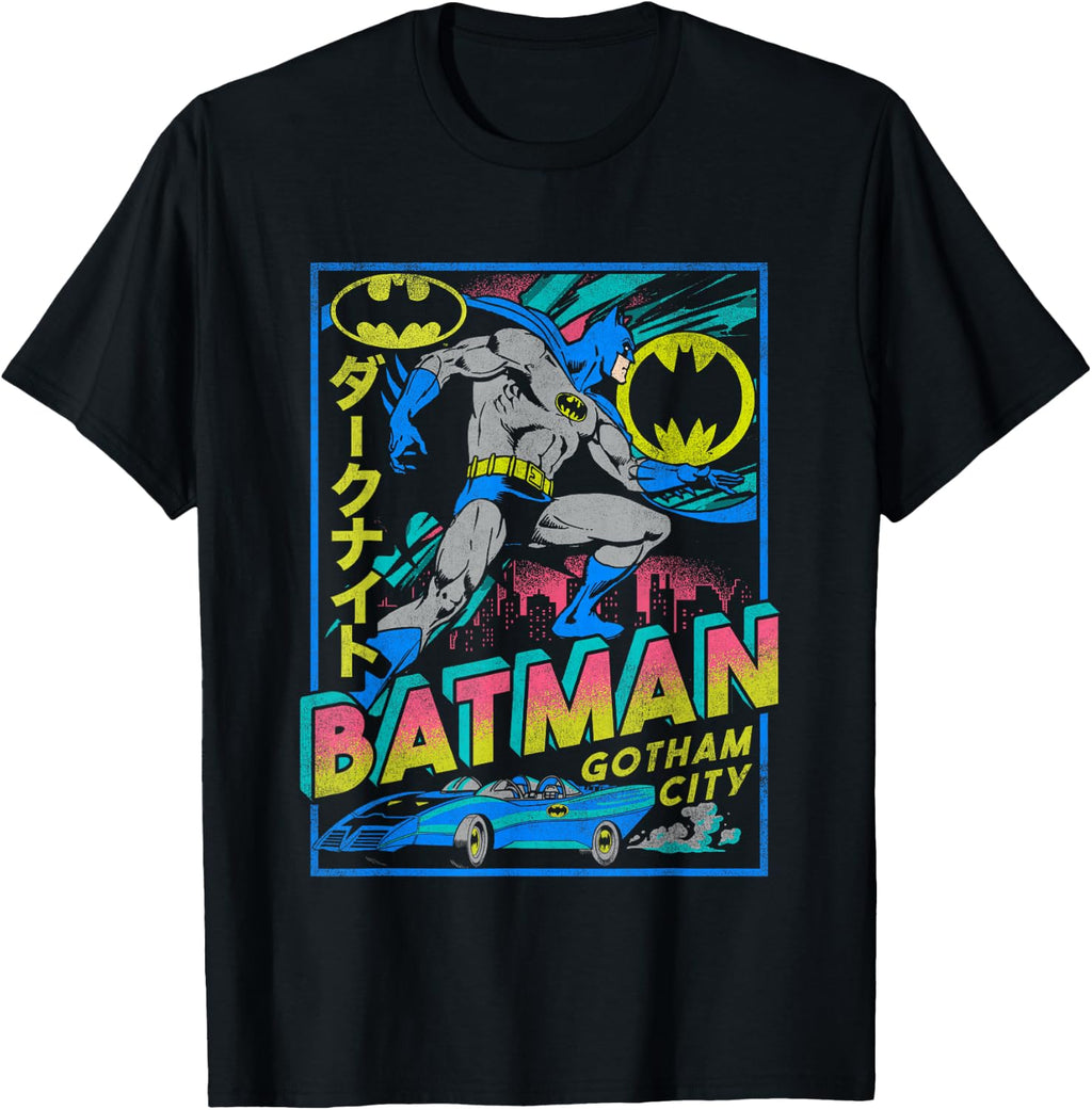 DC Comics Batman Neon Gotham City Kanji Poster T-Shirt