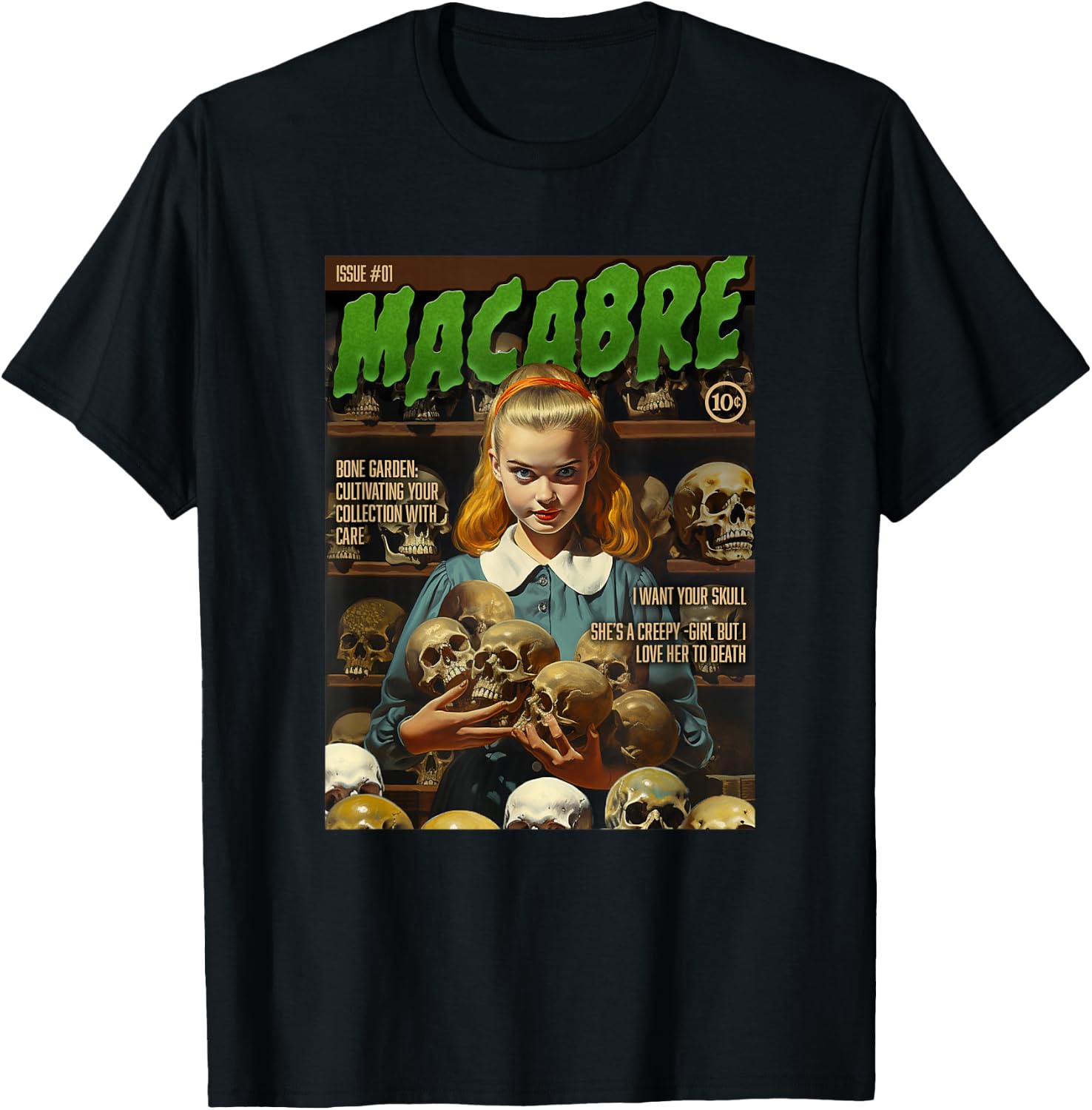 Skull Collector 1950s Horror Comic Cover T-Shirt