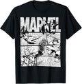 Marvel Avengers Retro Black and White Comic Graphic Short Sleeve T-Shirt