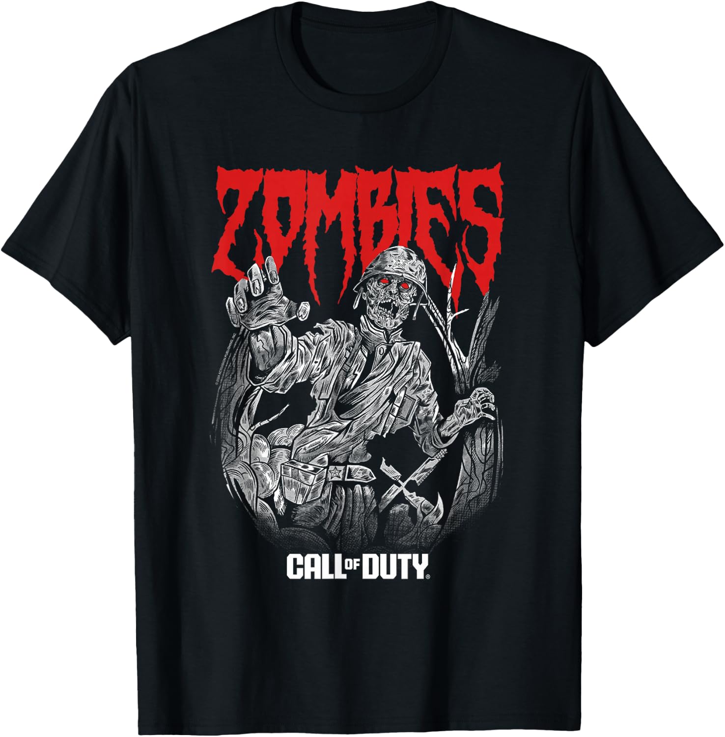 Call of Duty Zombies Red Text Video Game T-Shirt