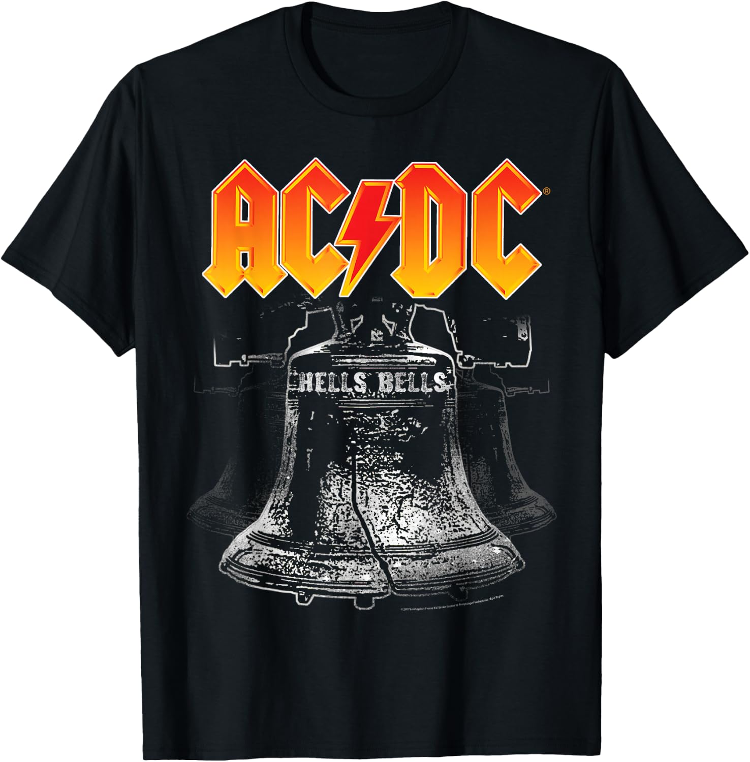 AC/DC Classic Black Cotton T-Shirt - Hells Bells Design, Casual Fit