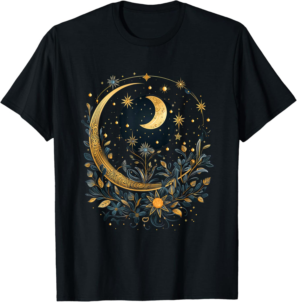 Mystic Sun and Moon Woman Mystical Flowers Aesthetic T-Shirt