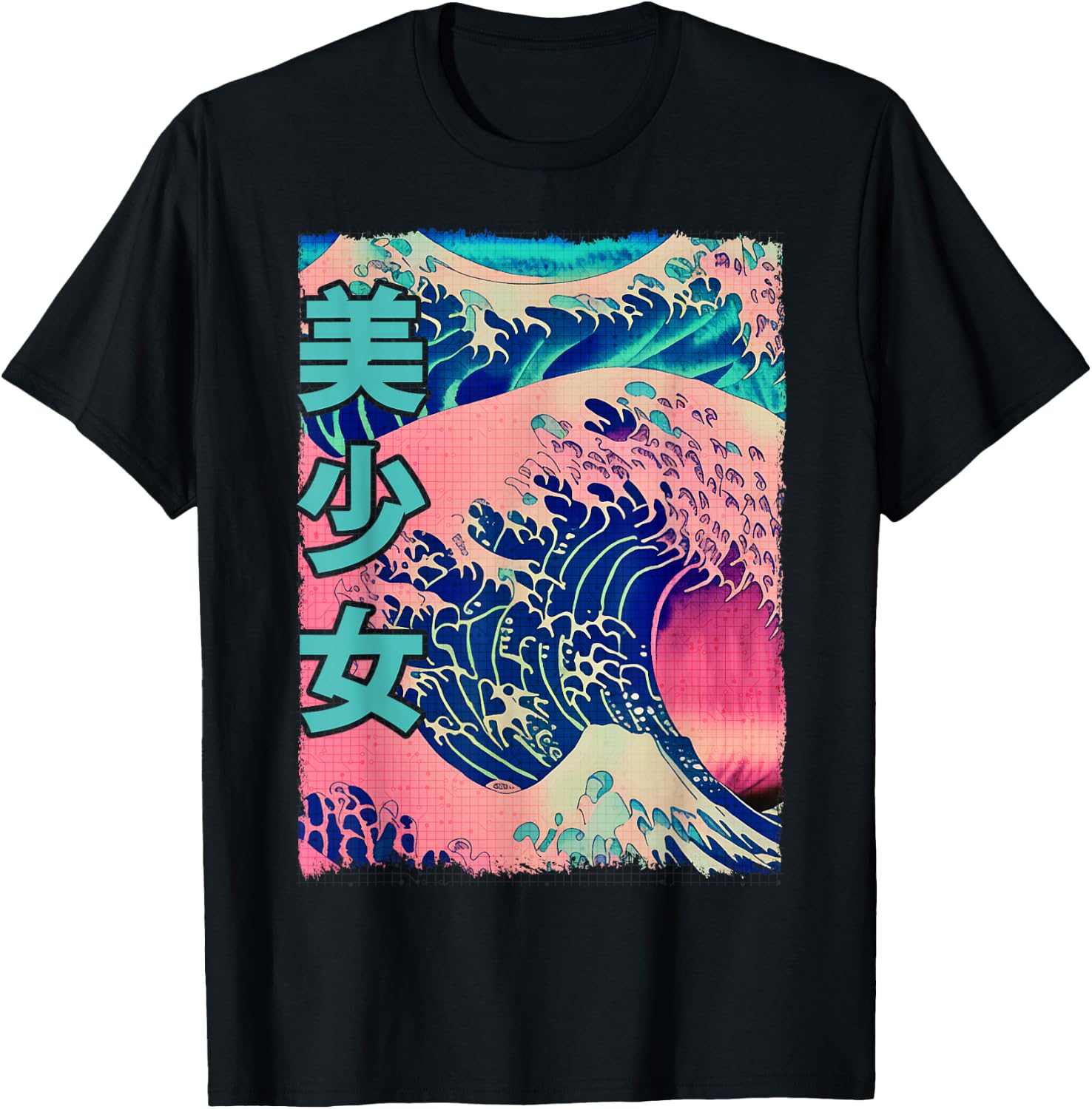 Vaporwave Cyber Pastel Punk Retro Japanese Great Wave Anime T-Shirt