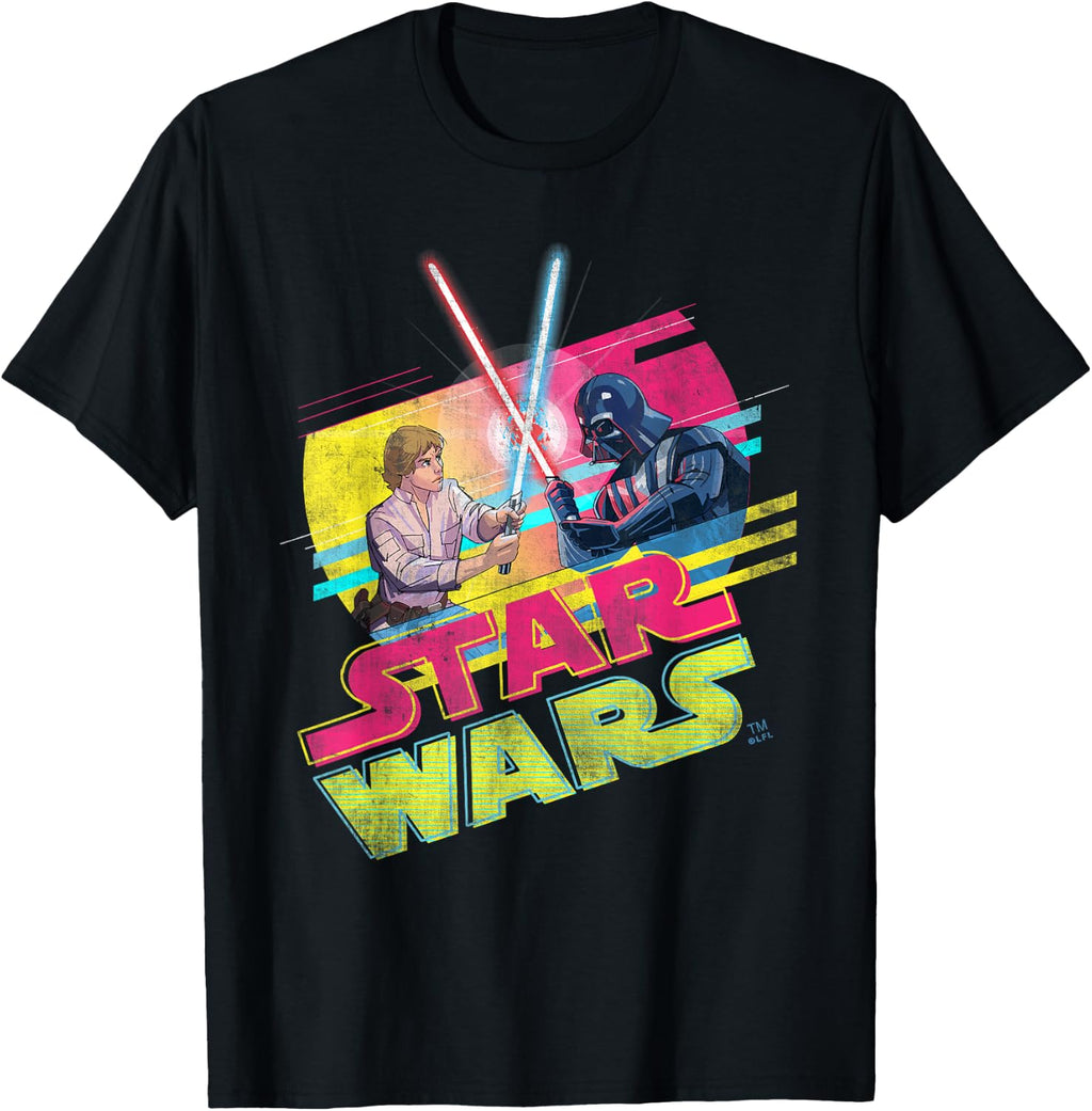 Star Wars Luke Skywalker vs Darth Vader Duel Retro 1980 Vibe T-Shirt