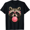Cool Raccoon Face Eating Gum and Makes A Bubble Cute Raccoon T-Shirt
