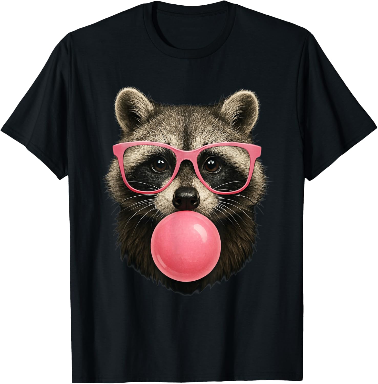 Cool Raccoon Face Eating Gum and Makes A Bubble Cute Raccoon T-Shirt