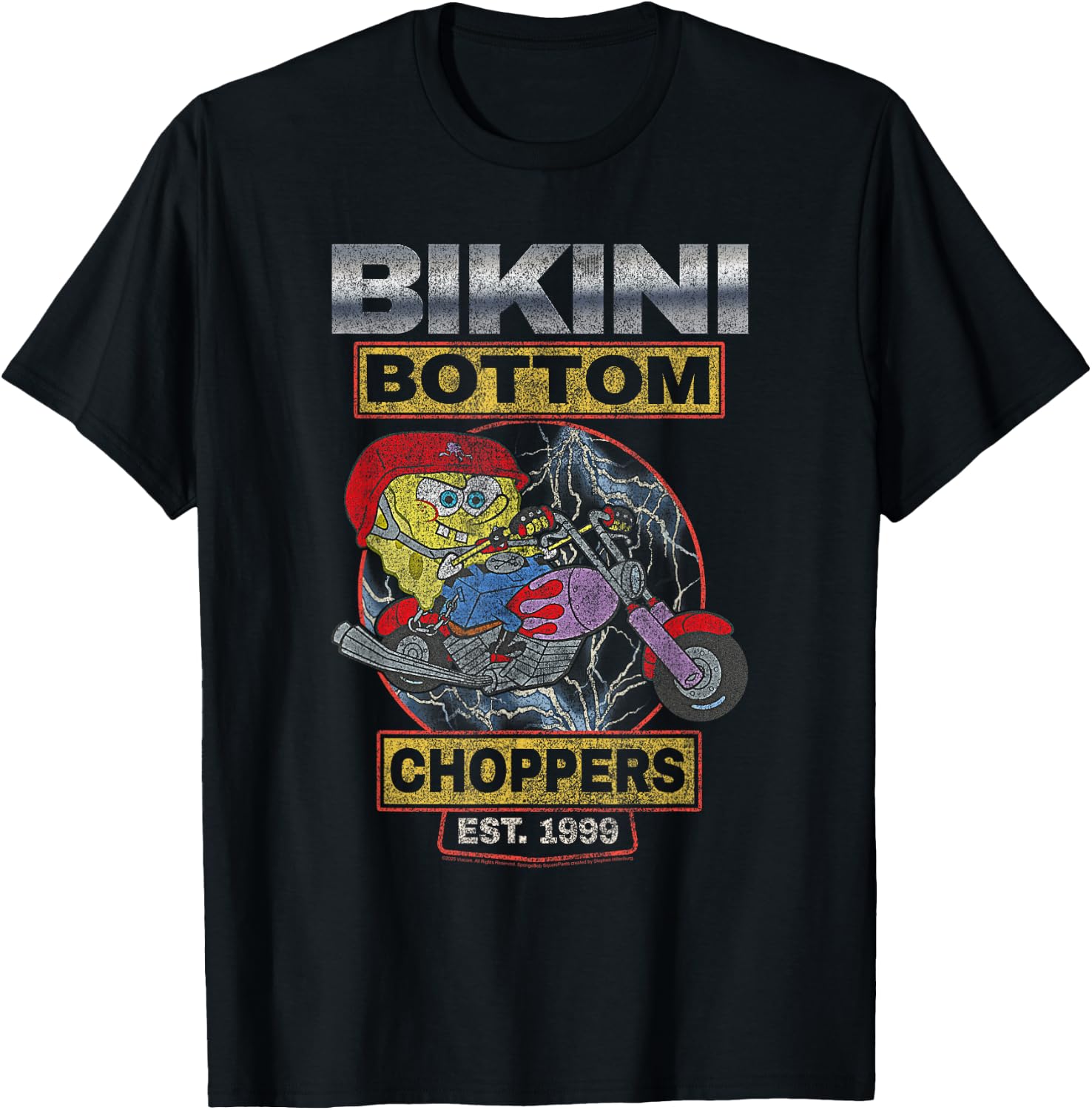 Spongebob Squarepants Bikini Bottom Choppers 1999 Cartoon T-Shirt