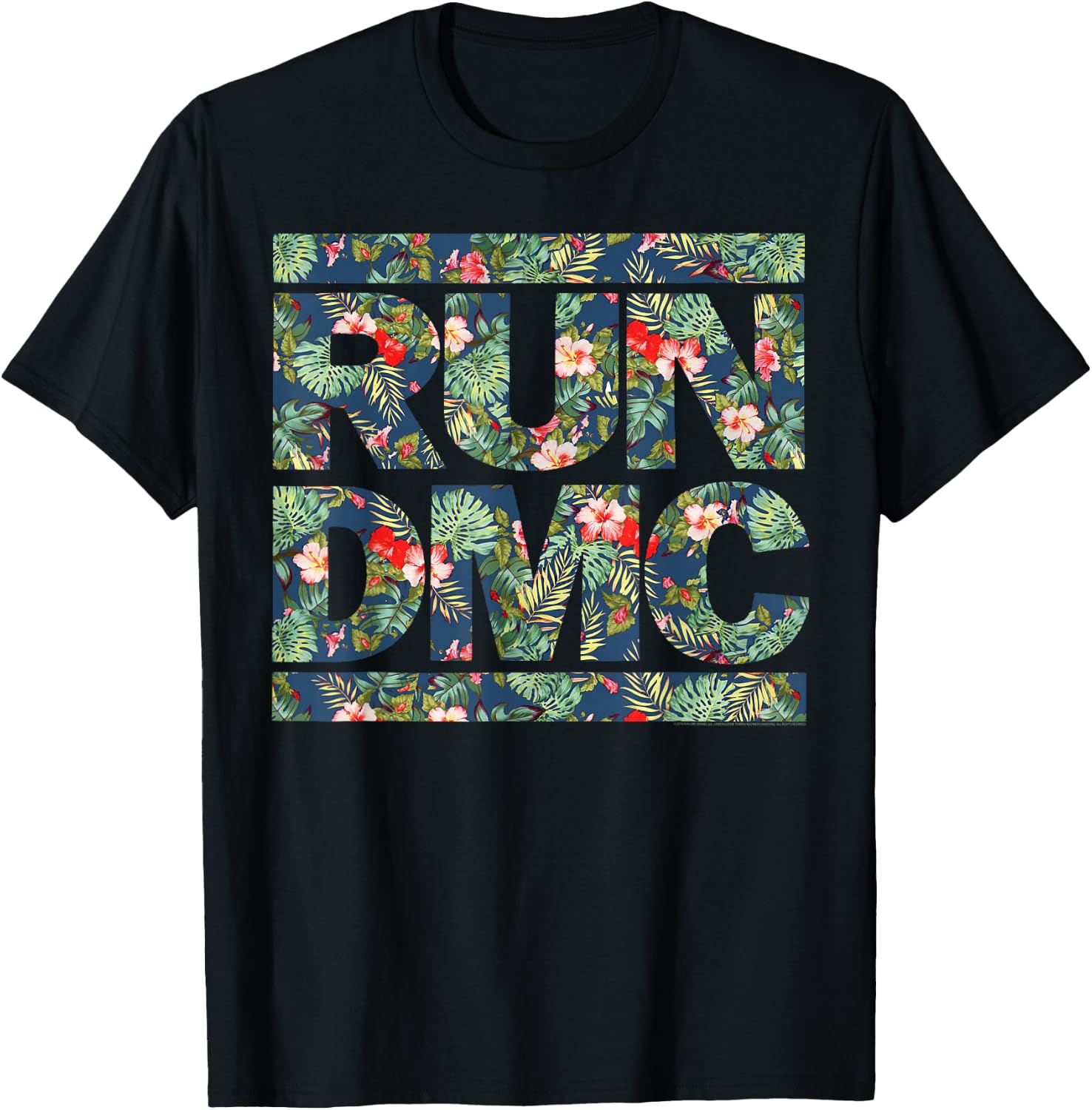 Run DMC Official Floral Blue Logo T-Shirt