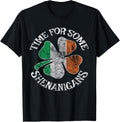 St. Patrick's Time for Some Shenanigans Clover Funny Party T-Shirt Small