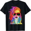 Loc'd Hair Black Queen Afro Woman Melanin Girl Art T-Shirt Small