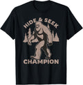 Funny Bigfoot Graphic Print Hide and Seek Champion T-Shirt