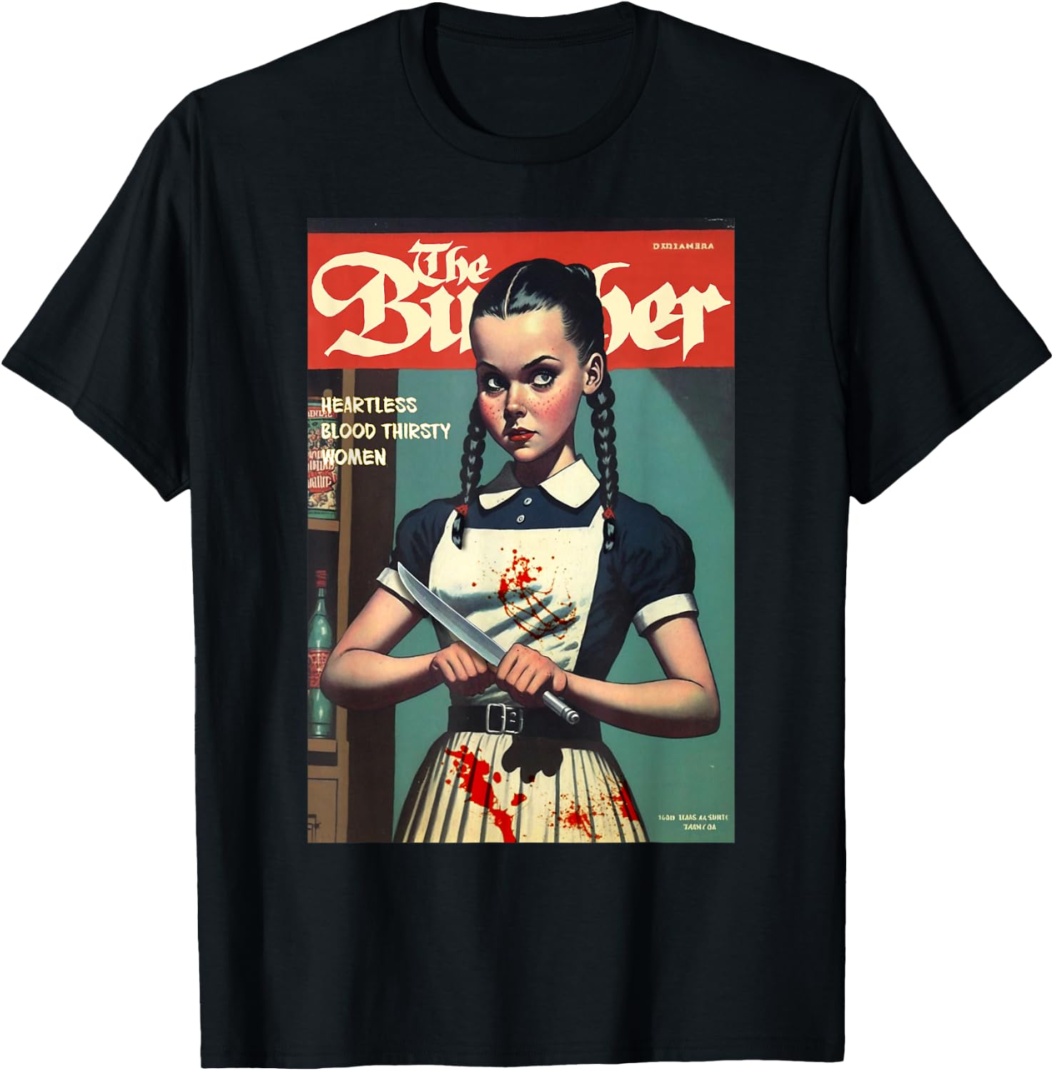 Last Gasp Graphics Sinister Girl Holding Knife 1960s Horror Comic Book Cover T-Shirt