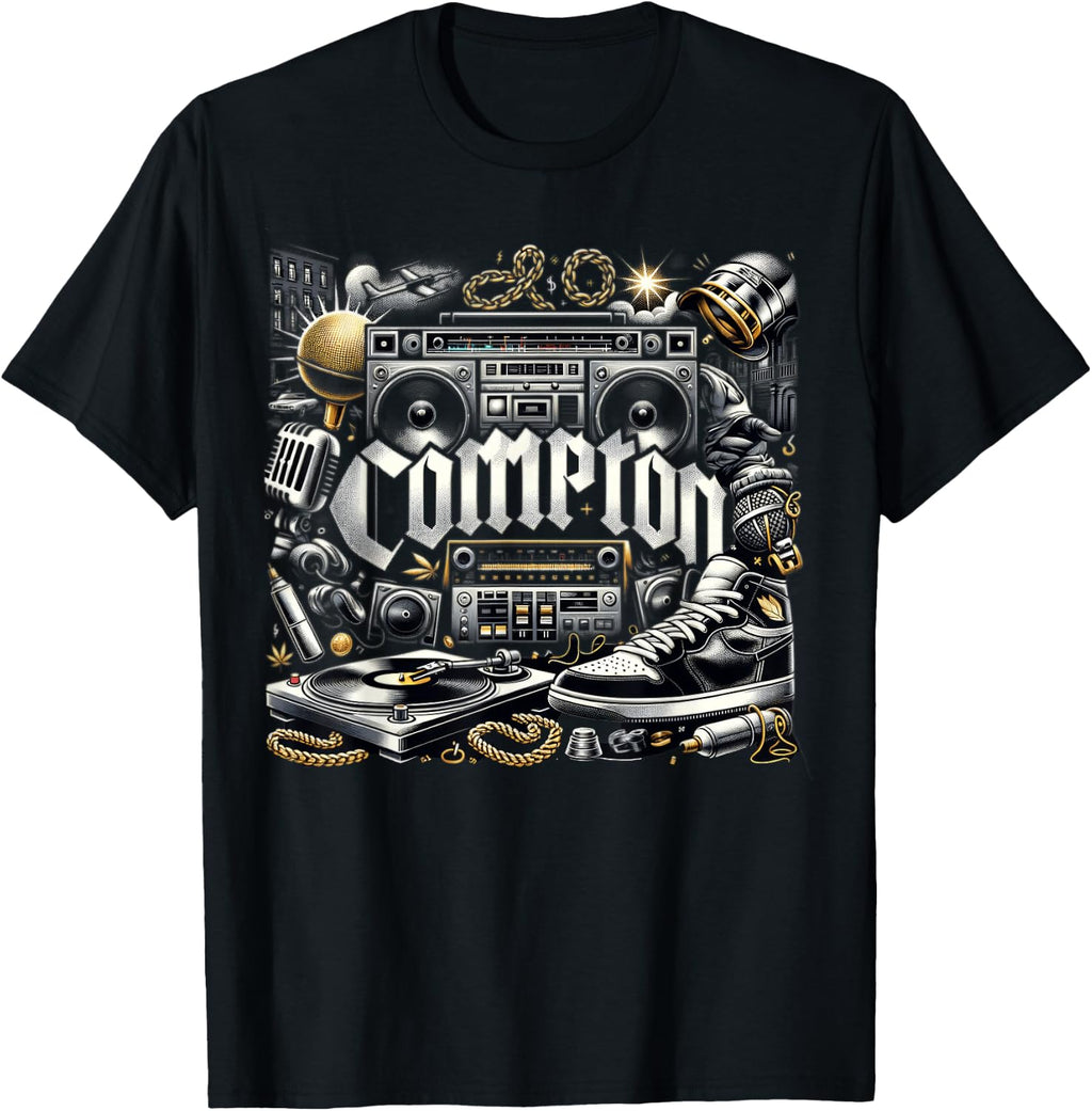 Compton NY Hip Hop Boombox Graphic Tee for Men Women T-Shirt