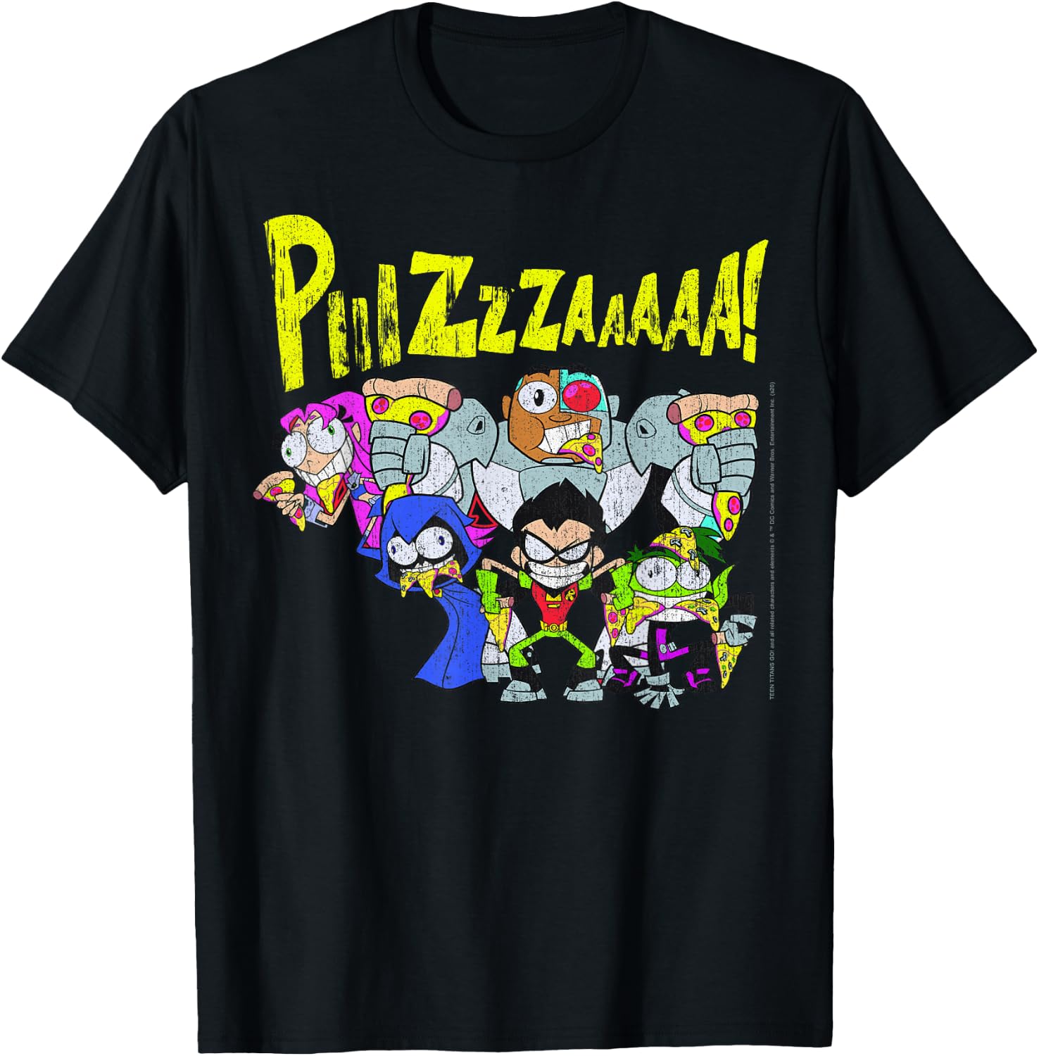 DC Comics Teen Titans Go! Group Shot Pizza Portrait T-Shirt