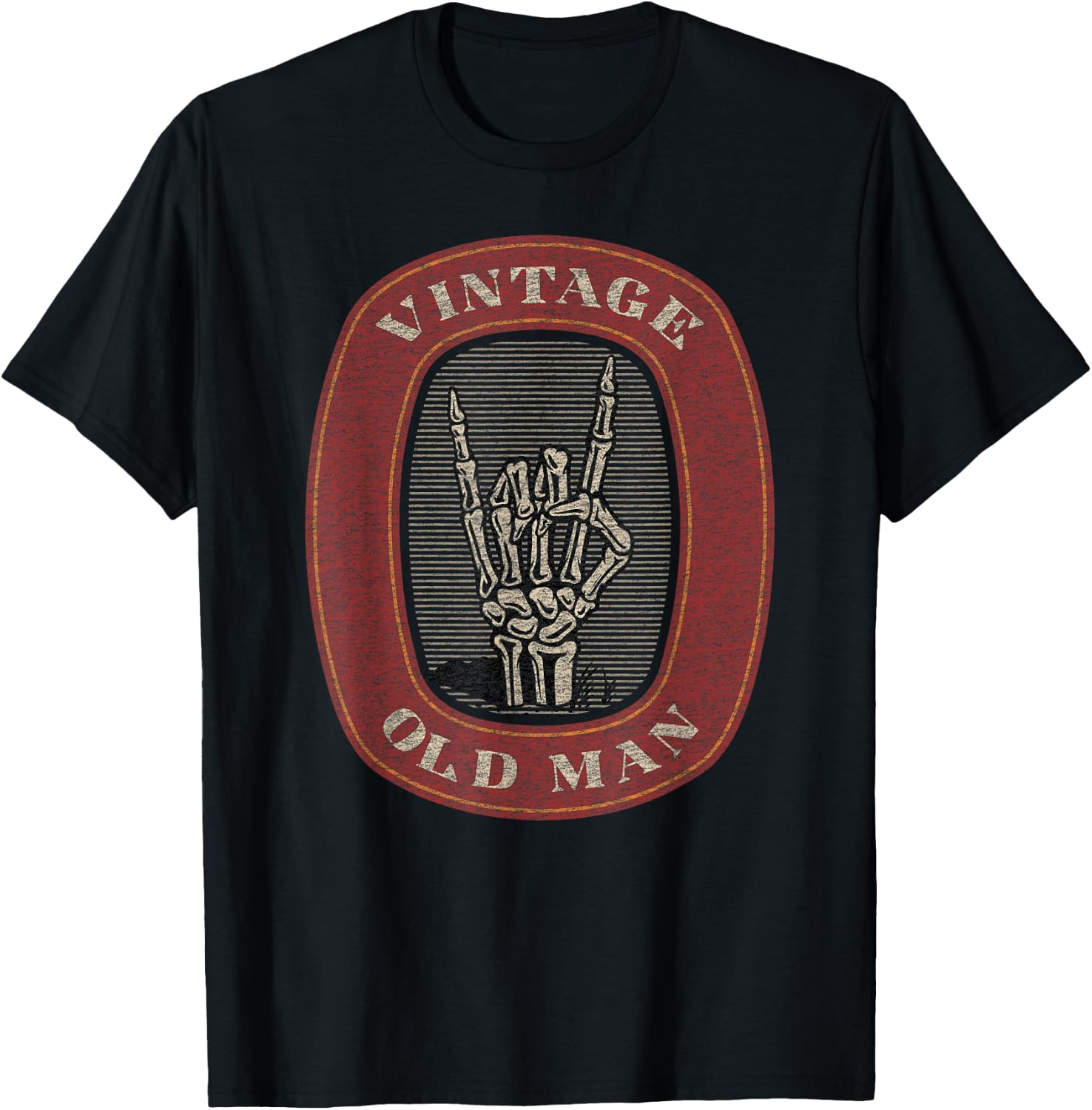 Funny Old Man Guy Vintage Graphic Skeleton Hand T-Shirt