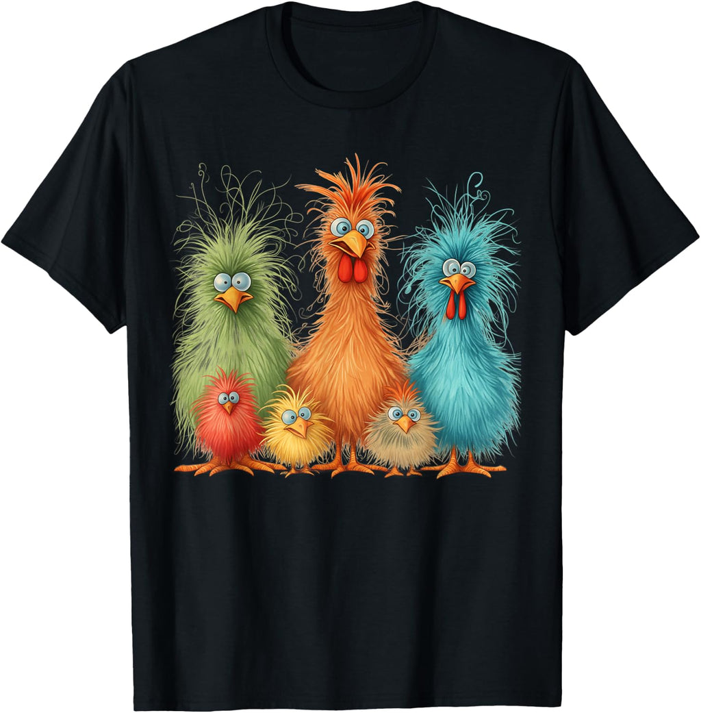 Retro Eagerlys Colorful Funny Chicken Art, for Men Women Kid T-Shirt