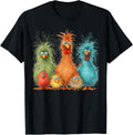 Retro Eagerlys Colorful Funny Chicken Art, for Men Women Kid T-Shirt