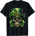 Sugar Skull St Patrick Day of The Dead Lucky Shamrock T-Shirt