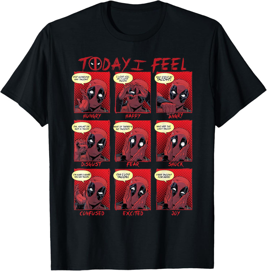 Marvel Deadpool Today I Feel Panels T-Shirt Small