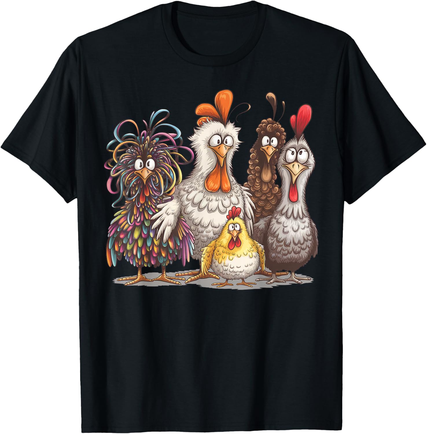 Chicken Art T Shirts Crazy Chicken Tees for Men Women Kids Funny Vintage Graphic Tee