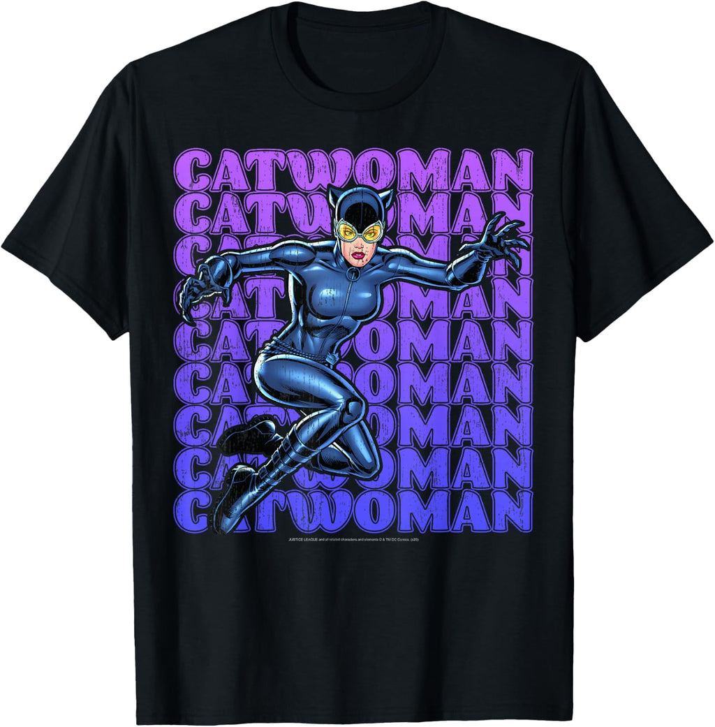 DC Comics Catwoman Name Stack Portrait T-Shirt