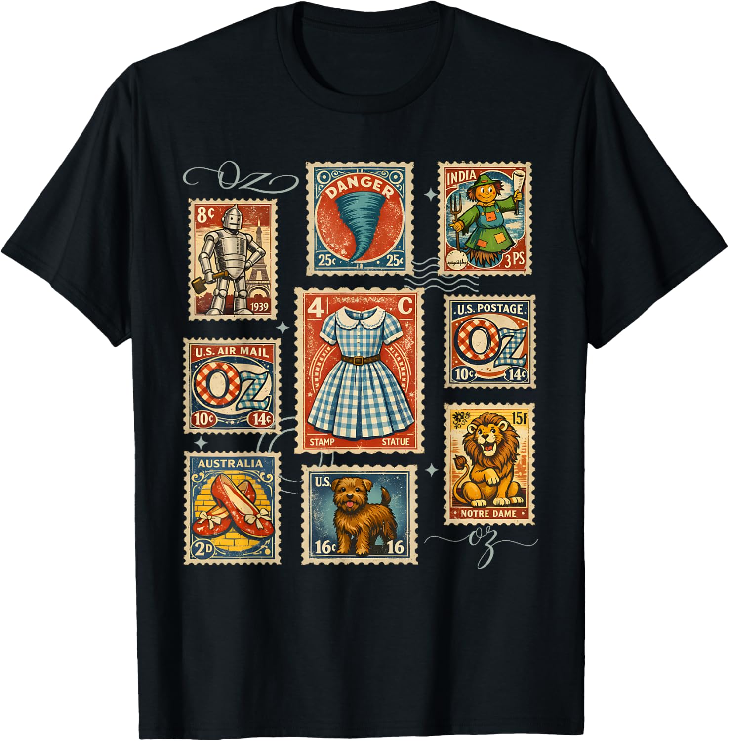 Wicked Off to See Wizard Vintage Wizard of Oz Post Stamps T-Shirt