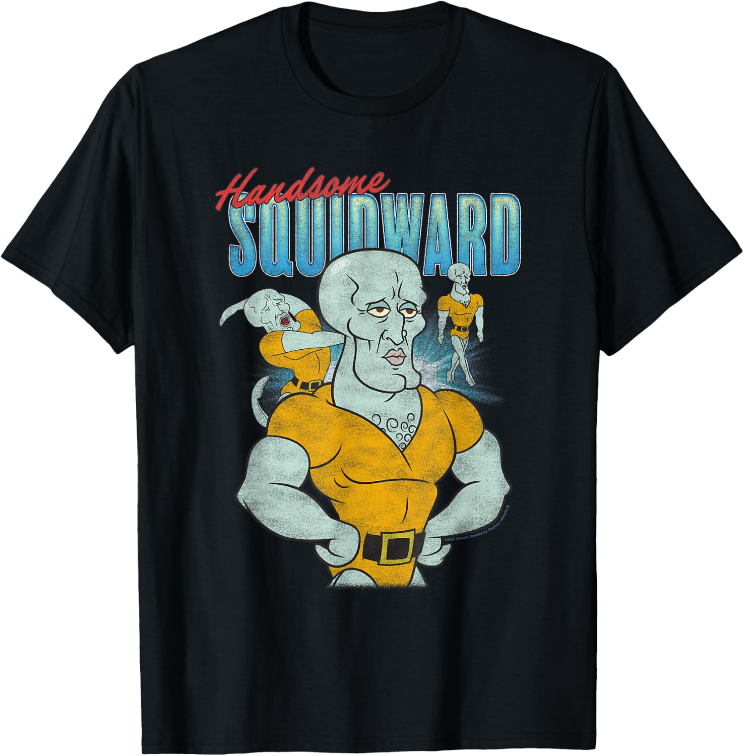 Handsome Squidward 90's Throwback Collage Funny Cartoon T-Shirt
