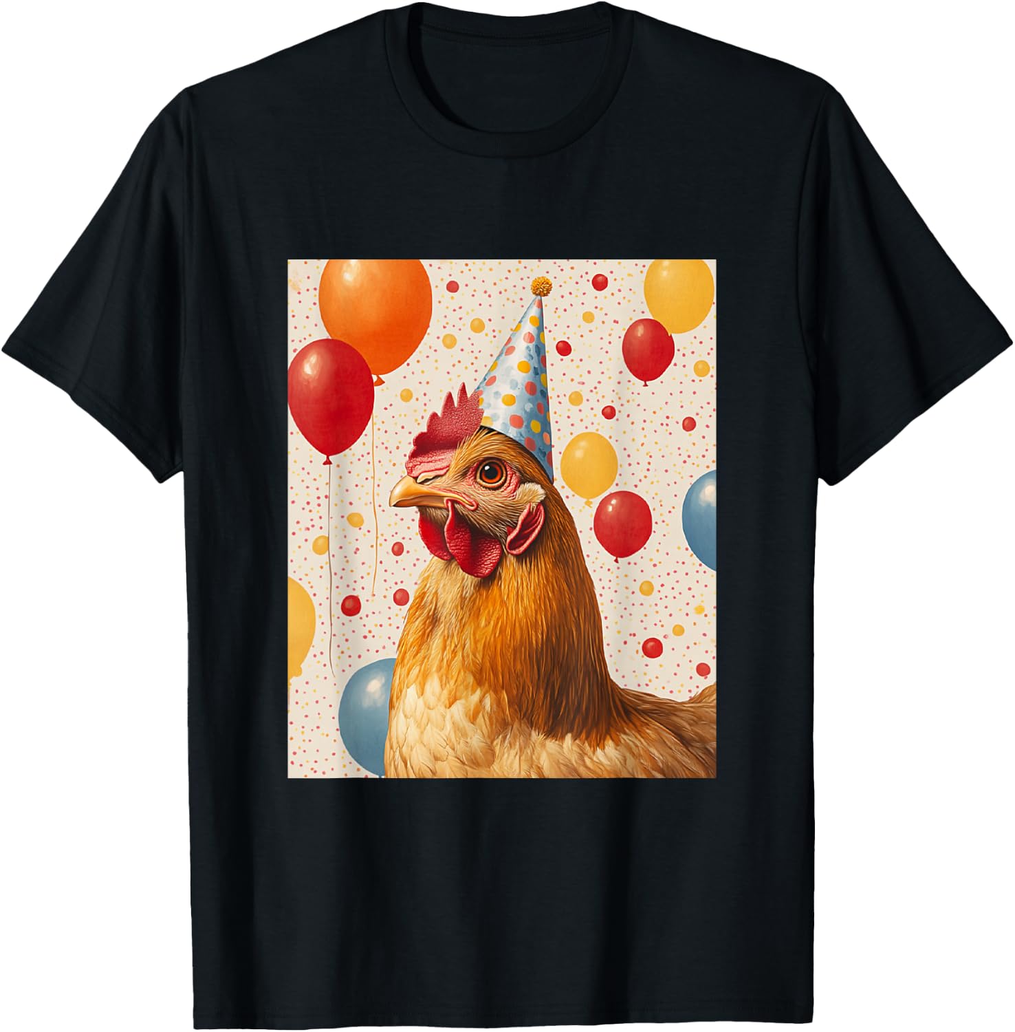 Chicken Retro Art Print Birthday Party Balloons & Party Hat T-Shirt