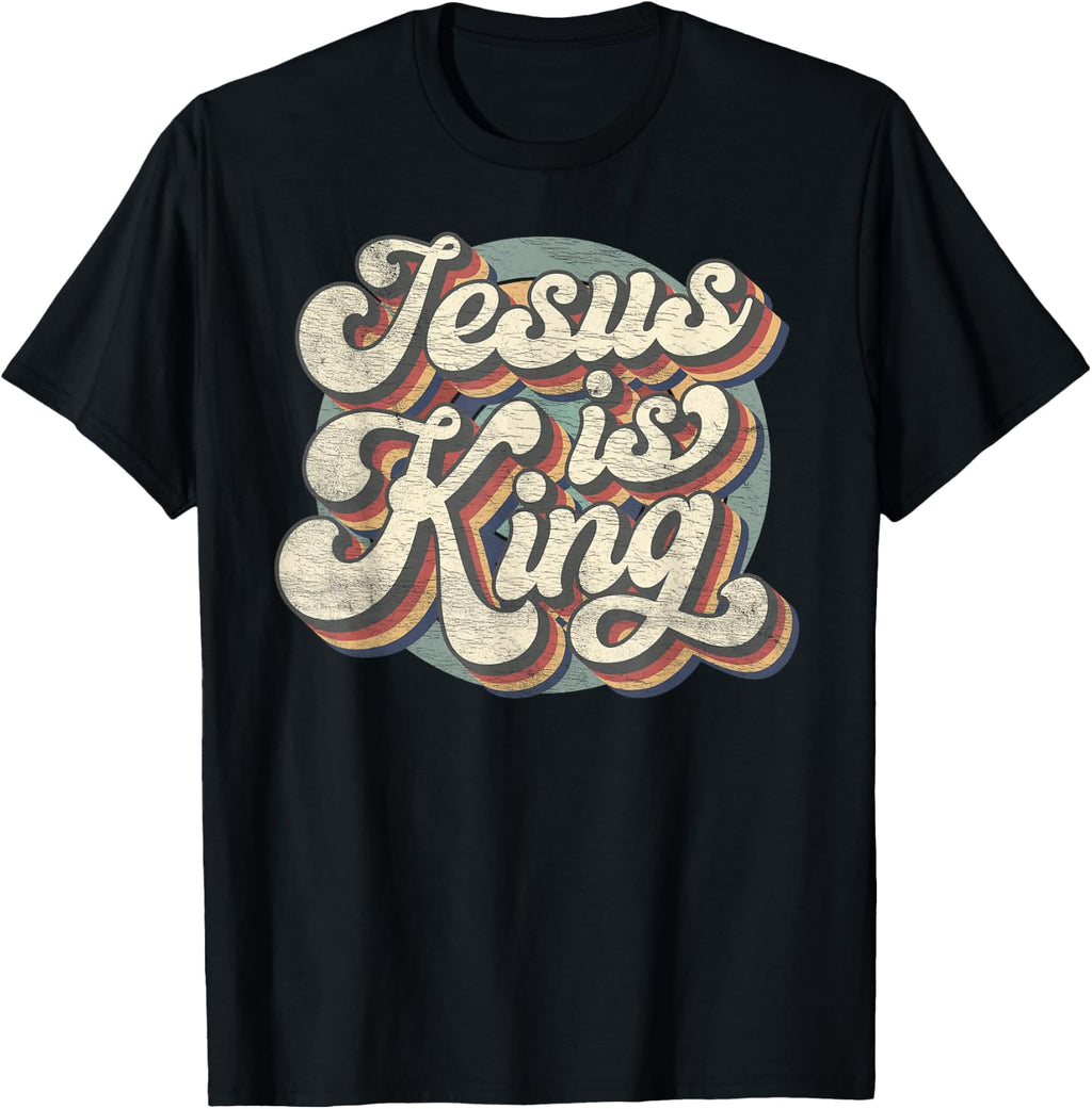 Retro Jesus is King Christian Bible Religious Mens Womens T-Shirt