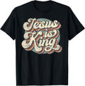 Retro Jesus is King Christian Bible Religious Mens Womens T-Shirt