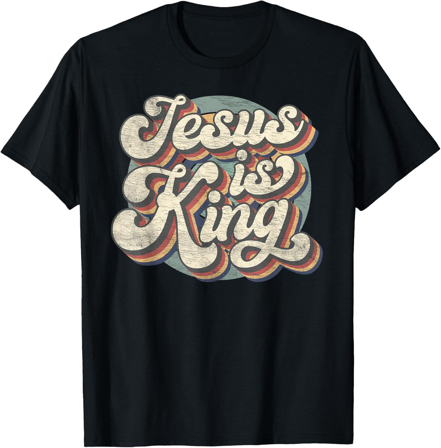 Retro Jesus is King Christian Bible Religious Mens Womens T-Shirt