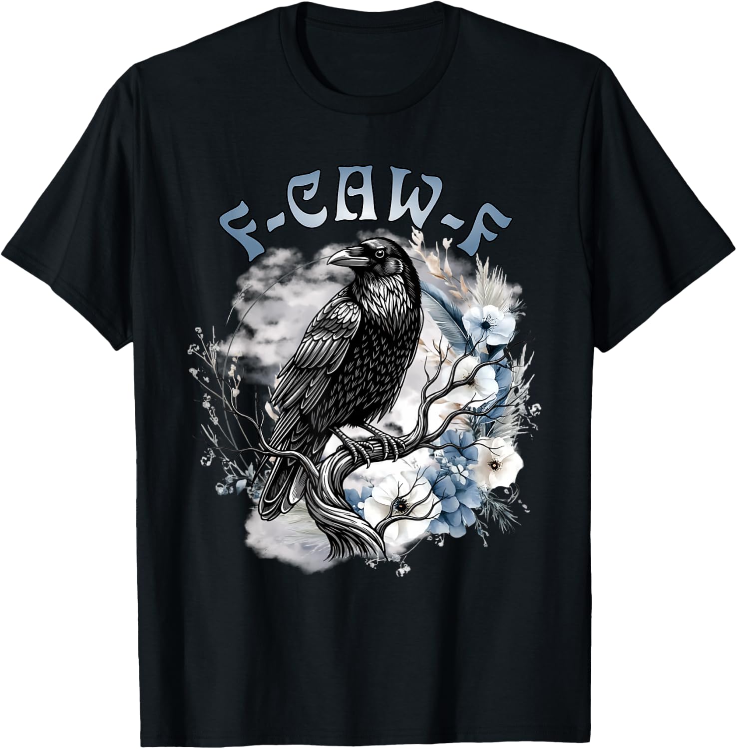 Funny F-CAW-F Black Crow Moon Gothic Adult Humor T-Shirt