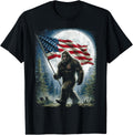 Bigfoot USA American Flag 4th of July Sasquatch Men Vintage T-Shirt