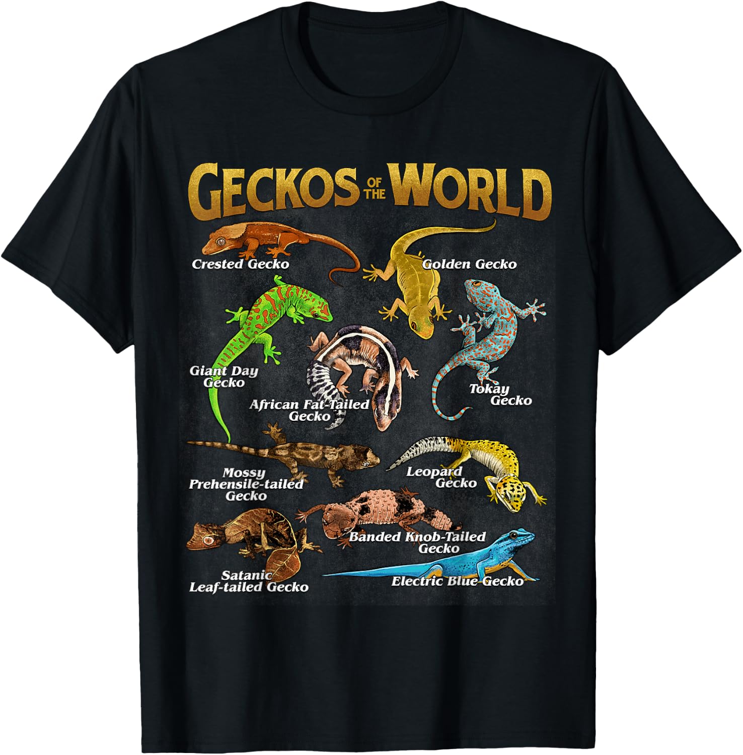 Geckos Animals of The World Crested Leopard Gecko Lover T-Shirt